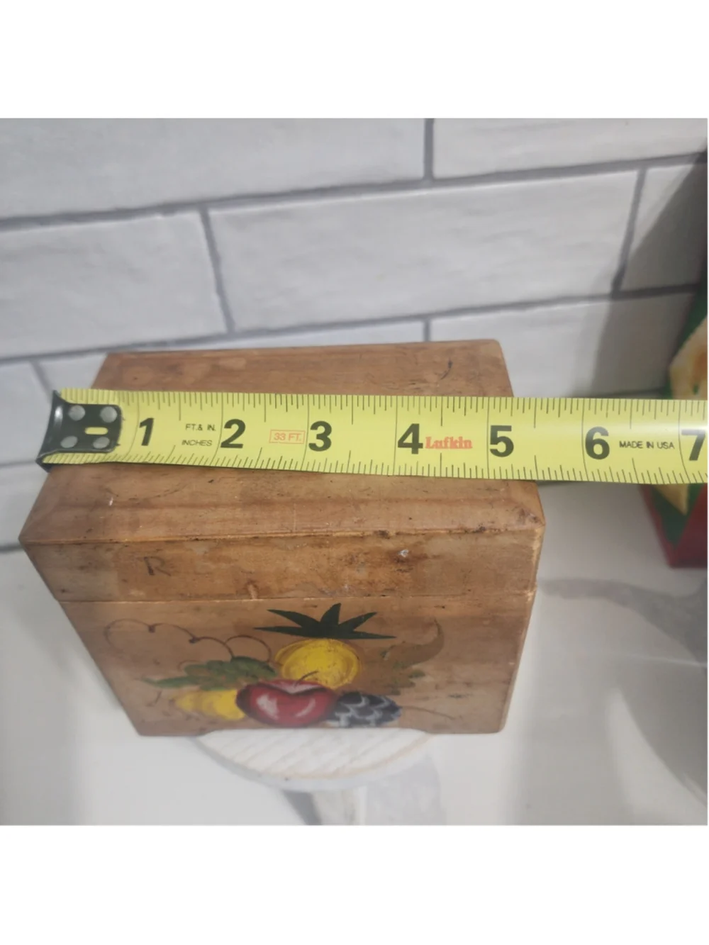 Recipe Box Wooden MCM Hand Painted
